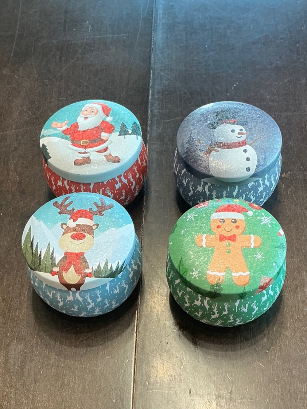Hallmark Holiday Tin Set in Red, Blue, Green